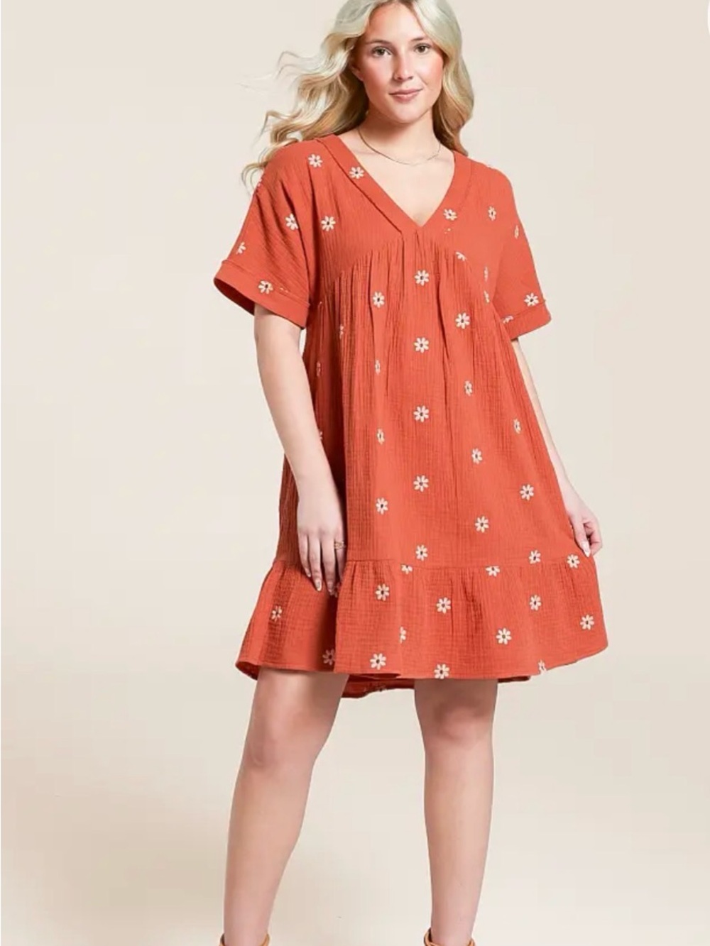 Embroidered Floral Babydoll Dress from Buckle. Currently sold online.